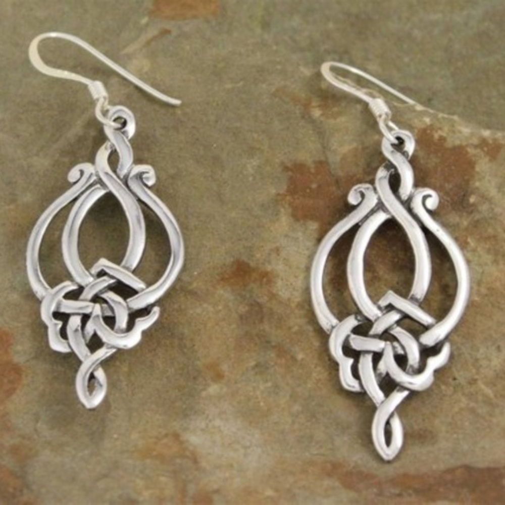 Sterling Silver Irish Scroll & Knot Earrings